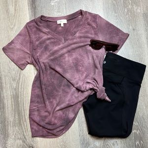 Purple tie dye v neck tee shirt short sleeve NWT medium